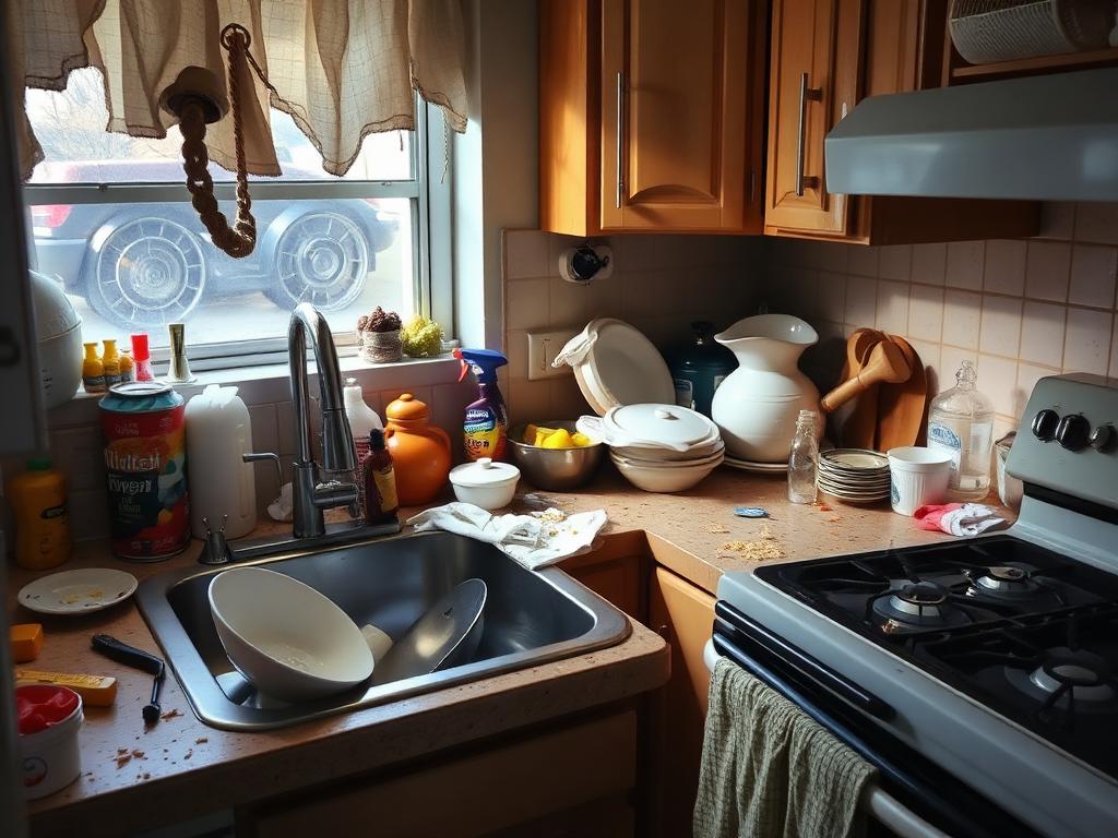 Kitchen before cleaning